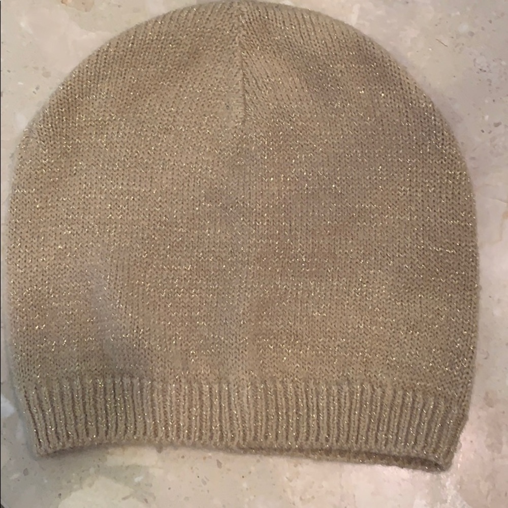 Tan and gold beanie